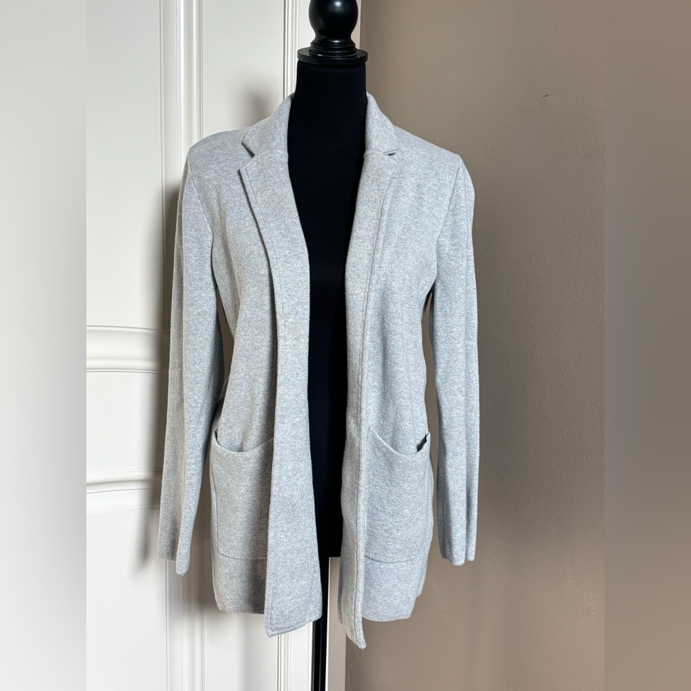 J.Crew Open-Front Sweater-Blazer Style H6915 Heather Gray Size Med 💯 Cotton